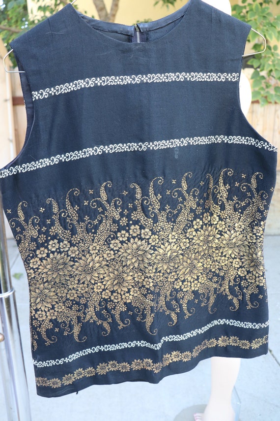 Bargain Basement! Black Gold Embroidered Shell To… - image 1