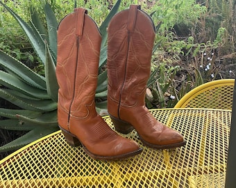 Vintage Cowgirl Boots 70 Stewart Boot Co Carmel Brown Mid  display picture 1