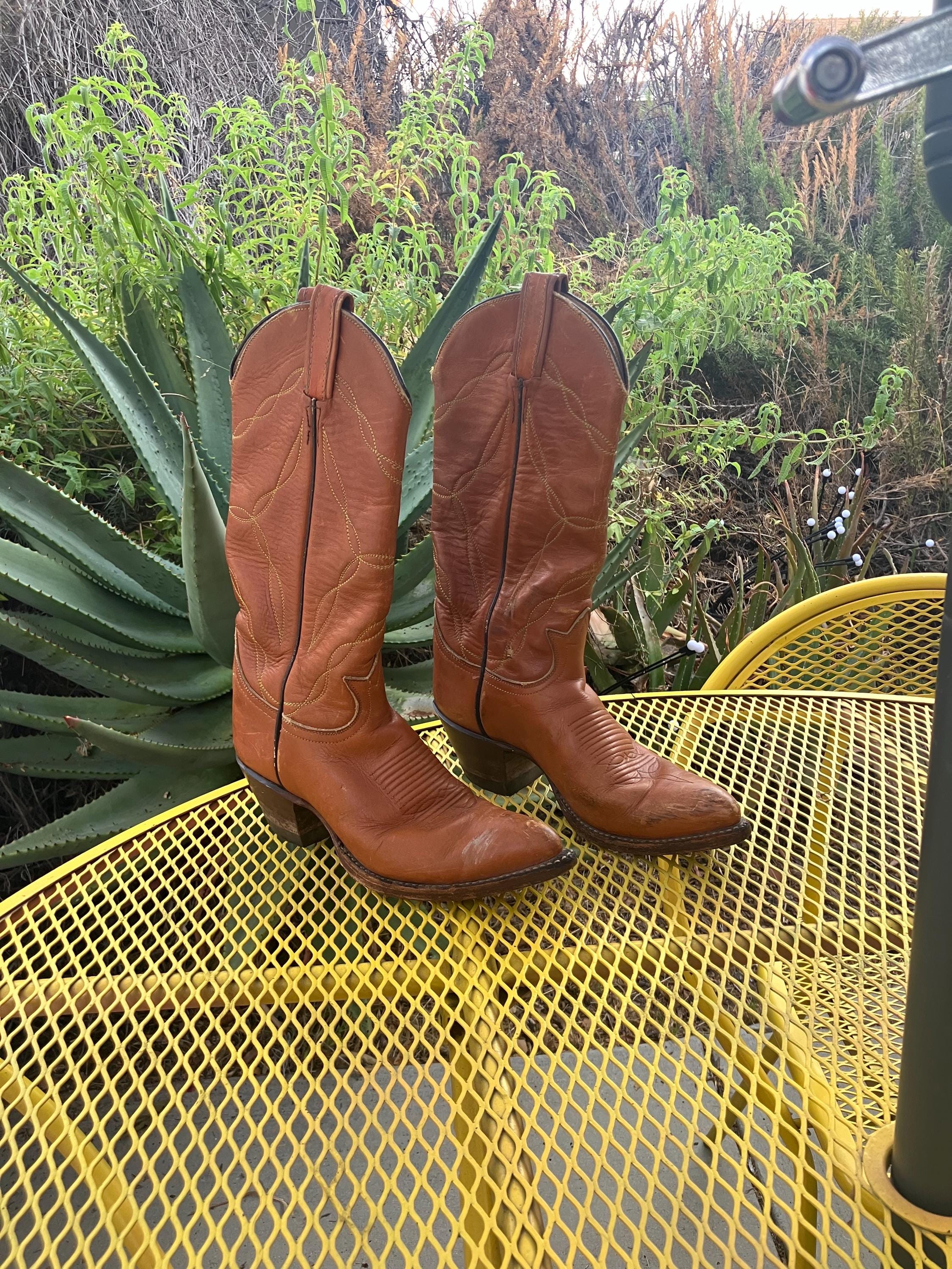 Vintage Tony Lama Women Size 6 Western Cowboy Boots Brown Beige - Etsy