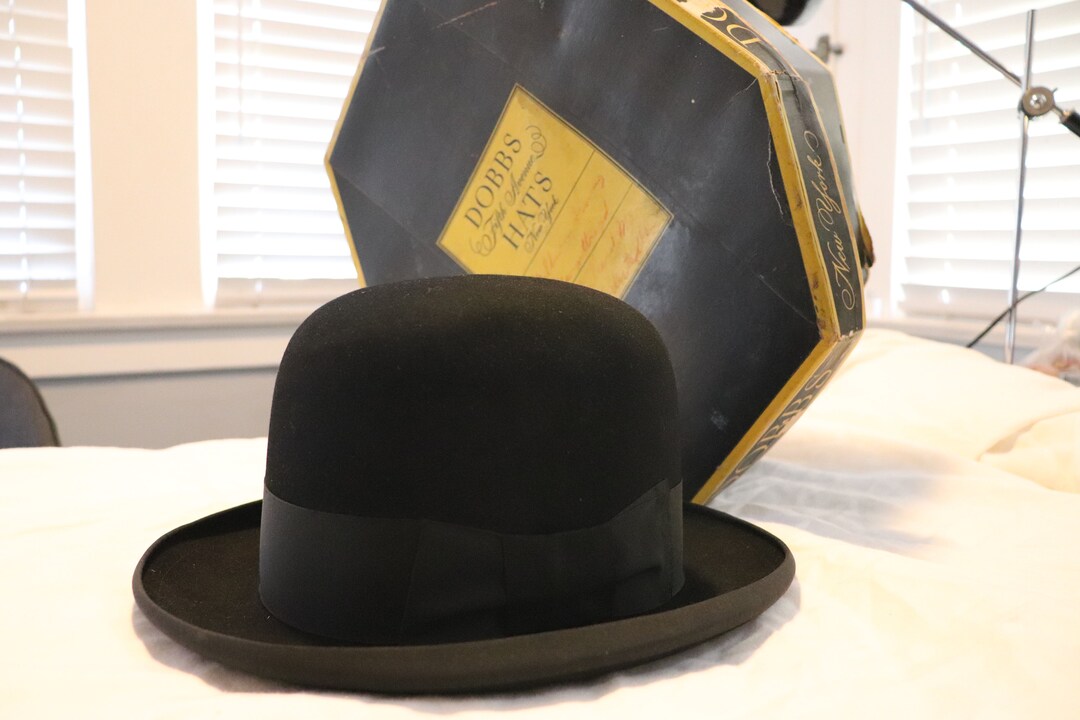 FLAWLESS Vintage Herbert Johnson London 7 1/4 Black Bowler Hat Size 7.