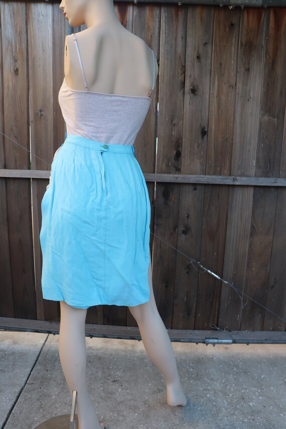 Bargain Basement! Blue Linen? Pencil Skirt 1950s … - image 1