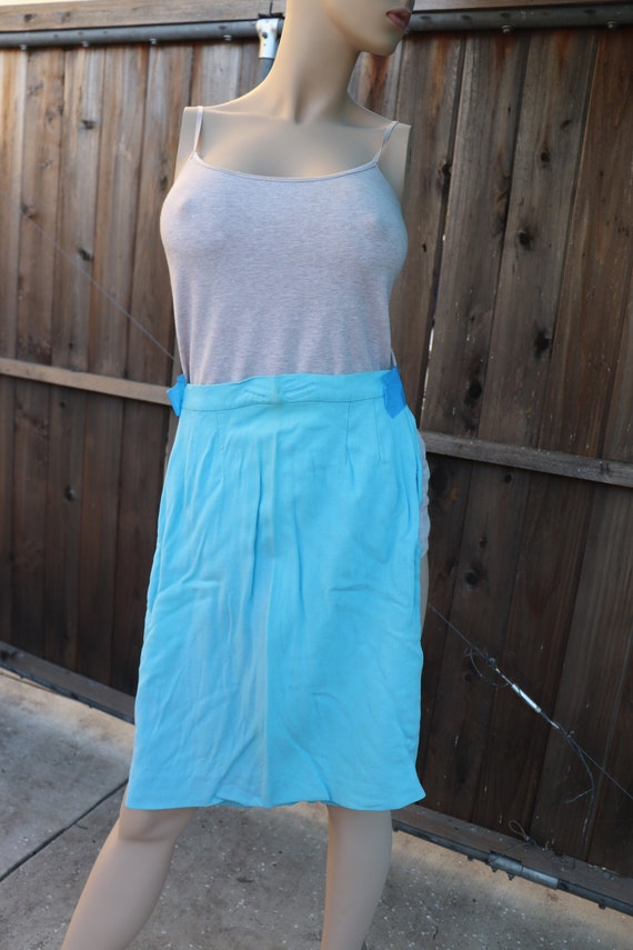 Bargain Basement! Blue Linen? Pencil Skirt 1950s … - image 7