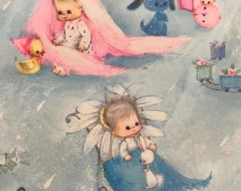Papel de embrulho para presente vintage, chá de bebê novo