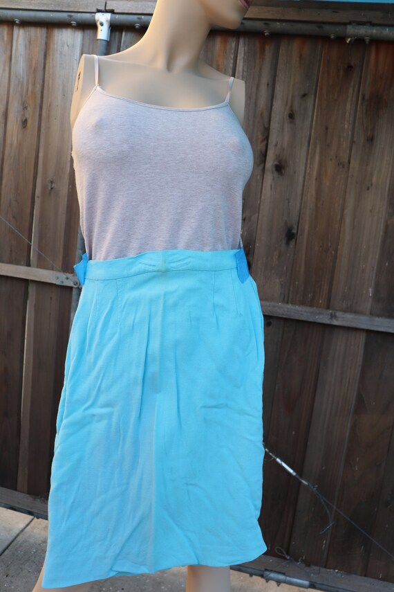 Bargain Basement! Blue Linen? Pencil Skirt 1950s … - image 5