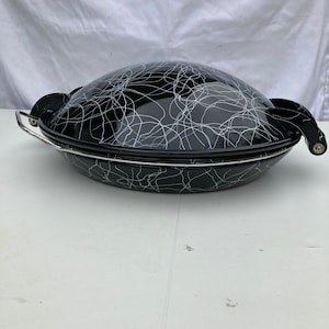 3pc Serendipity Cooker Spaghetti Enamel Serving Pan Vintage Mid Century Steamer Wok Dutch Oven Salad Server Squiggle