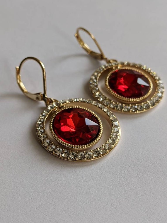 Vintage rhinestone dangle earrings 1980s Monet