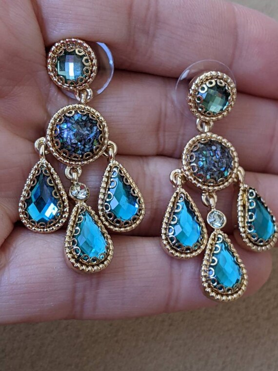 Vintage Napier 1980s rhinestone dangle earrings