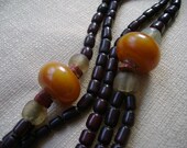 Vintage Long Artisan Beaded Necklace 1980s