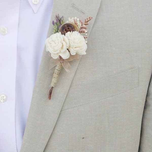 Rustikale dienstlich - Bräutigam und Groomsmen dienstlich, Sola, Button, Hochzeitsblumen