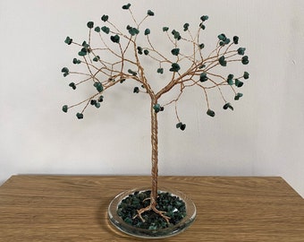 55th Wedding Anniversary Gift.Emerald Gemstone Tree Sculpture. Emerald Wedding Anniversary Gift. Wire Tree Ornament. Gift for Parents