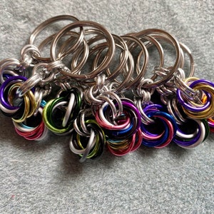Pride Fidget Keychains, LGBTQ+ Pride Keyrings, Chainmaille Pride Zipper Charms, Rainbow, Lesbian, Trans, Bi, Pan, Ace, Nonbinary and more!