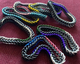 Dark Pride Stretchies, Chainmaille Bracelets in Pride Flag Colours, Trans, Nonbinary, Pan, Bi, Ace, Aro, Genderfluid, Genderqueer, Agender