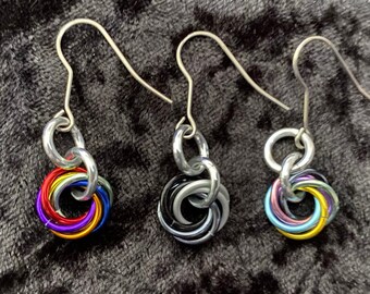 Fidget Earrings, Chainmaille Fidget Toys for Ears, Rainbow Fidget Jewelry, Pastel Fidget Earrings, Rainbow, Unicorn Fart, Time Warp