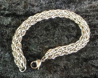 Stainless Steel Chainmaille Bracelet - Chunky Chainmaille Bracelet in Stainless Steel - "Candy Cane Cord" Bracelet