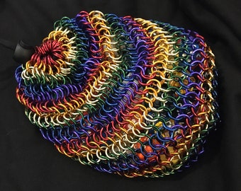 Chainmaille Dice Bag, Rainbow Monster Bag, Massive Dice Bag in Rainbow Colours