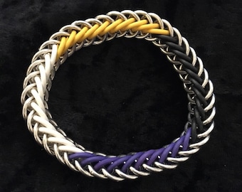 Non-Binary Pride Stretchy Chainmaille Bracelet - Enby Pride Bracelet