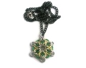 Yellow Flower Pendant - Chainmaille Pendant - Spring Pendant