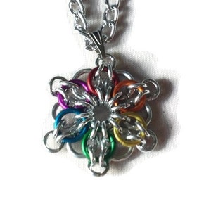 Rainbow Pendant Chainmaille Pendant in Rainbow Colours LGBT Pride Pendant image 2