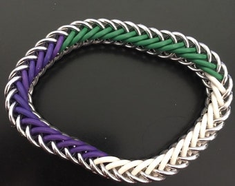 Genderqueer Pride Bracelet - Bracelet in Genderqueer Pride Flag Colours - Stretchy Bracelet