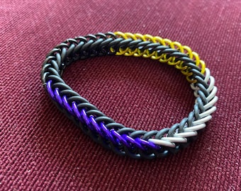 Dark Nonbinary Pride Chainmaille Bracelet, Enby Pride Bracelet, Nonbinary Pride Flag Bracelet
