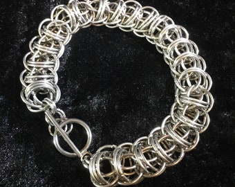 Chunky Chainmaille Bracelet - Stainless Steel Chainmaille Bracelet - "Firewyrm" Bracelet