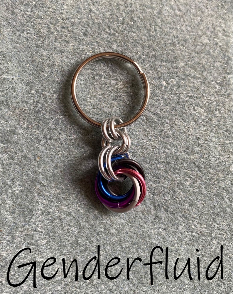 Pride Fidget Keychains, LGBTQ Pride Keyrings, Chainmaille Pride Zipper Charms, Rainbow, Lesbian, Trans, Bi, Pan, Ace, Nonbinary and more image 6