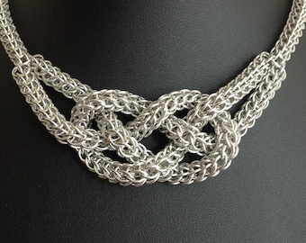 Chainmaille Statement Necklace - Knotted Chainmaille Necklace - Sailors Knot Necklace