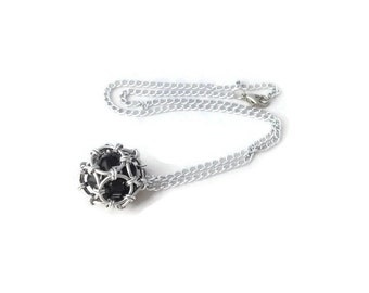 Dice Pendant - Caged D20 Chainmaille Pendant - Lucky Charm Necklace