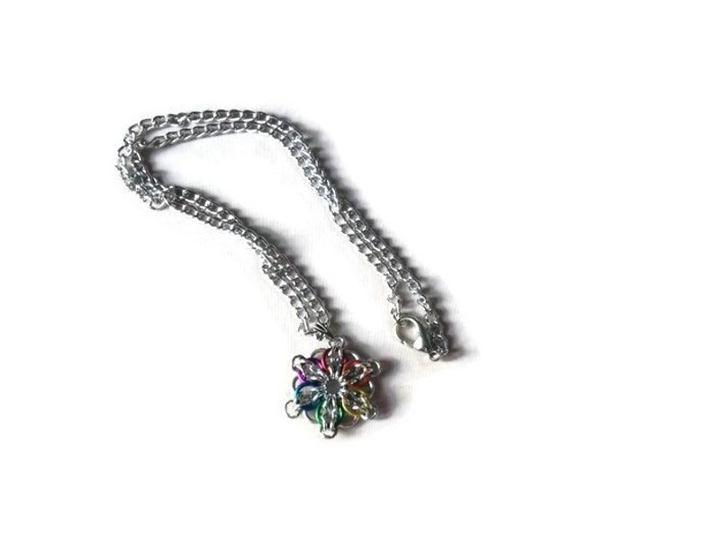 Rainbow Pendant Chainmaille Pendant in Rainbow Colours LGBT Pride Pendant image 3