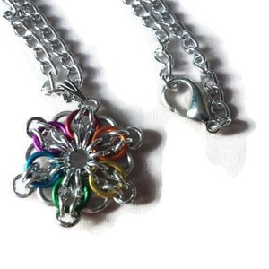 Rainbow Pendant Chainmaille Pendant in Rainbow Colours LGBT Pride Pendant image 4