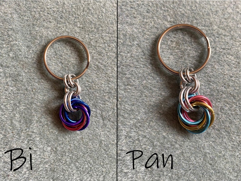 Pride Fidget Keychains, LGBTQ Pride Keyrings, Chainmaille Pride Zipper Charms, Rainbow, Lesbian, Trans, Bi, Pan, Ace, Nonbinary and more image 3