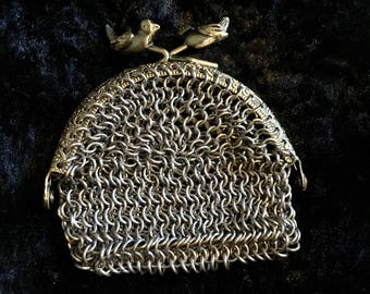 Chainmaille Coin Purse - Chainmail Purse - Chain Mail Pouch with Bird Clasp