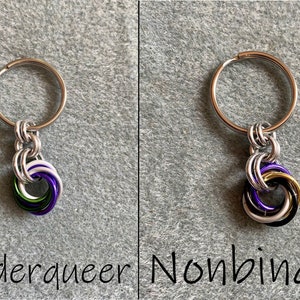 Pride Fidget Keychains, LGBTQ Pride Keyrings, Chainmaille Pride Zipper Charms, Rainbow, Lesbian, Trans, Bi, Pan, Ace, Nonbinary and more image 4