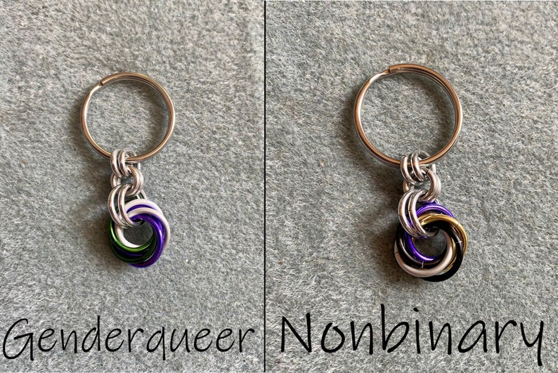 Pride Fidget Keychains, LGBTQ Pride Keyrings, Chainmaille Pride Zipper Charms, Rainbow, Lesbian, Trans, Bi, Pan, Ace, Nonbinary and more image 4