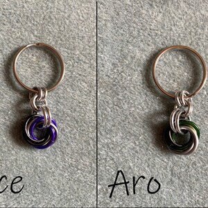 Pride Fidget Keychains, LGBTQ Pride Keyrings, Chainmaille Pride Zipper Charms, Rainbow, Lesbian, Trans, Bi, Pan, Ace, Nonbinary and more image 2