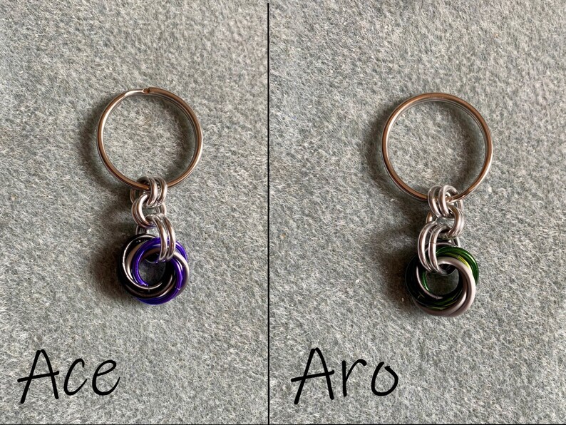 Pride Fidget Keychains, LGBTQ Pride Keyrings, Chainmaille Pride Zipper Charms, Rainbow, Lesbian, Trans, Bi, Pan, Ace, Nonbinary and more image 2