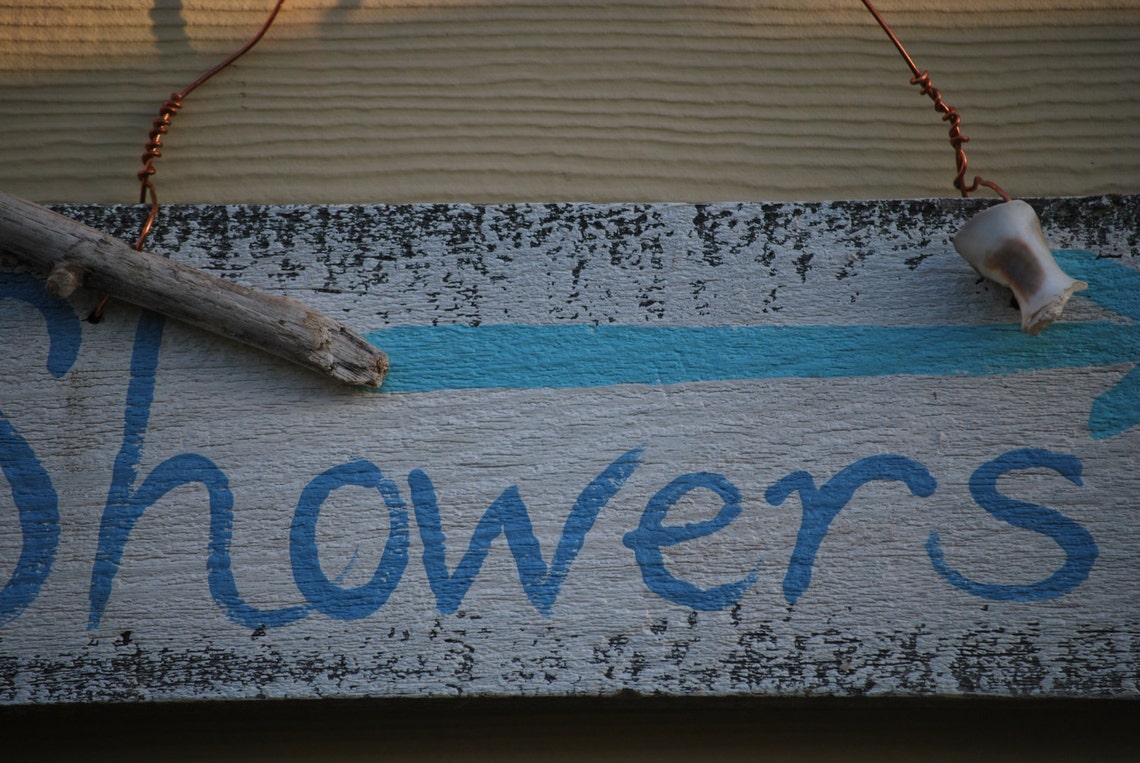 Showers sign indoor/outdoor weathered reclaimed wood Etsy