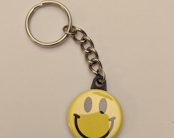 Emoji Keychain Etsy - keychain with 1 25 emoji smiley face button approx 32mm