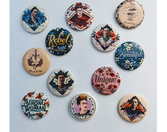 Lot of 12 1.25" Pinback Button Badge Frida Kahlo artist art (1-1/4" pins, Approx. 32mm)