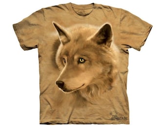 Vintage Mens Graphic Tee Wolf Golden Eyes T-shirt Size S