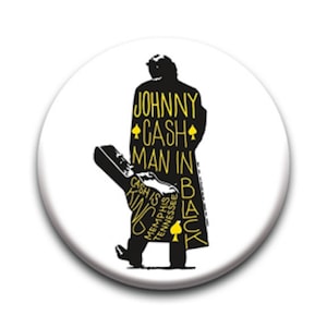 Pinback Button Badge Johnny Cash music band funs club 1-1/4 pins, Approx. 32mm 93783