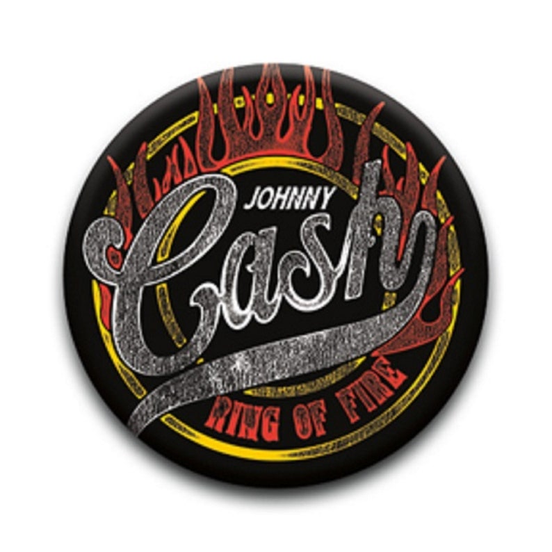 Pinback Button Badge Johnny Cash music band funs club 1-1/4 pins, Approx. 32mm 93785
