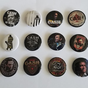 Pinback Button Badge Johnny Cash music band funs club 1-1/4 pins, Approx. 32mm image 1