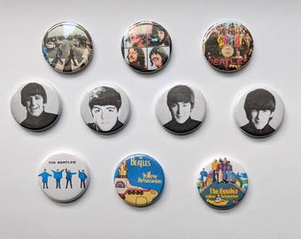 1.25" Handmade Pinback / Fridge Magnet / Flatback/ Loopback Button The Beatles  (1.25 inch Pins, Approx. 32mm)