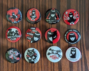 1.25" Pinback Button Badge Emily The Strange fans club (1-1/4" Pins, Approx. 32mm)
