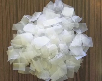 Recycled HDPE Plastic Flakes: Clear White Shredded Material for Art (1 or 2 lb)