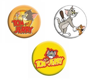 Pinback Buttons Tom & Jerry cartoon movie (1-1/4" pins, Approx. 32mm)