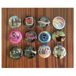 Lote com 12 ou um broche de 1,25&quot; com alfinete de lapela, clube de fãs de música Pink Floyd (alfinetes de 1-1/4&quot;, aprox. 32 mm)