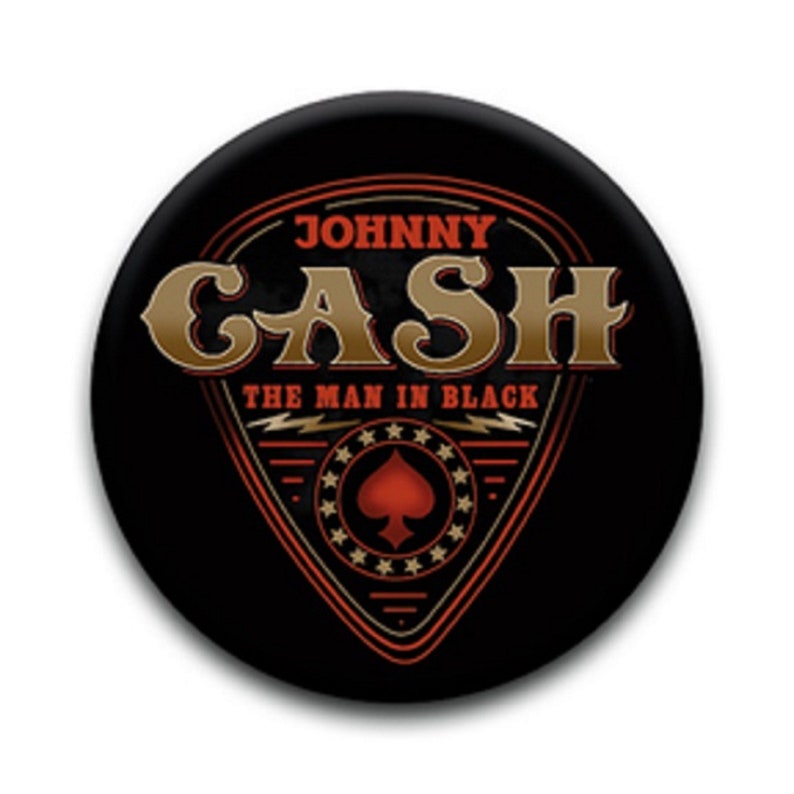 Pinback Button Badge Johnny Cash music band funs club 1-1/4 pins, Approx. 32mm 93777