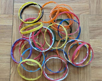 Lot of 35 Colorful Plastic Rings - Craft Supply (1-3/4 inch)